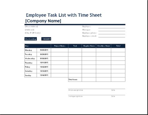 When employee productivity is not where it should be, an employer can lose a lot of money in wasted time.4 min read. MS Excel Employee Task List with Time sheet | Word ...