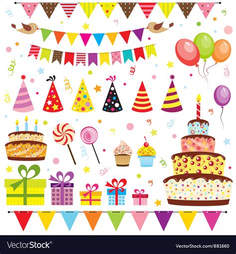 Set Birthday Party Elements Royalty Free Vector Image