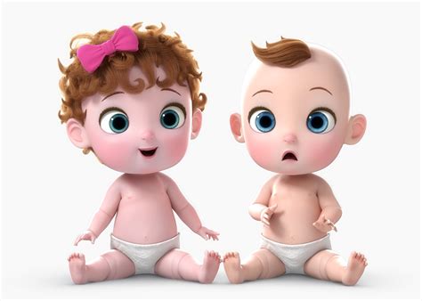3d Model Cartoon Baby Girl Boy Turbosquid 1288896