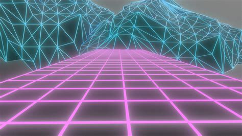 90s Vaporwave Neon Grid Animated Download Free 3d Model By