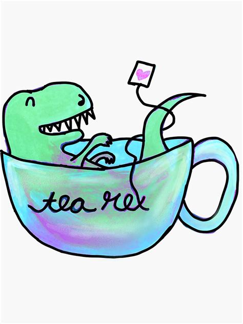 Tea Rex Dinosaur Pun Sticker For Sale By Melissavaughn7 Redbubble