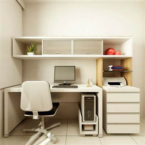 Wonderful Small Home Office Design With White Desk