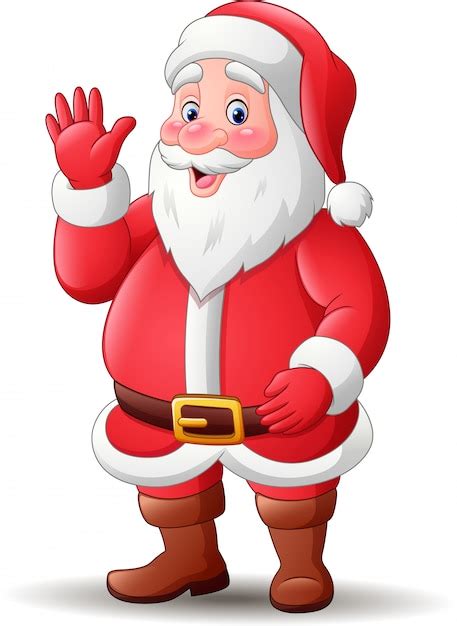 Feliz Papai Noel Dos Desenhos Animados Acenando Vetor Premium