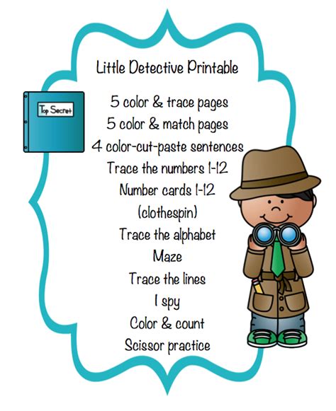Little Detective Printable ~ Preschool Printables