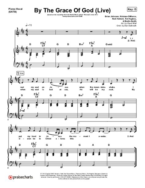 By The Grace Of God Live Sheet Music Pdf Bethel Music Brian