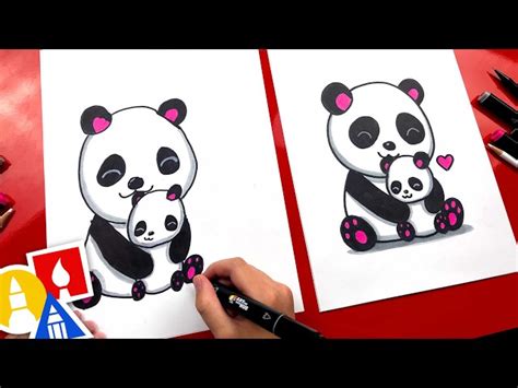 How To Draw Mom And Baby Panda Videos For Kids