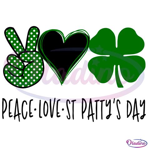 Peace Love St Patrick Day Svg Digital File Clover Svg