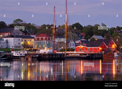 Waterfront And Town Of Lunenburg At Sunset Lunenburg Harbour