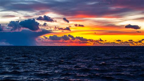 Download Wallpaper 3840x2160 Sunset Sky Waves Horizon