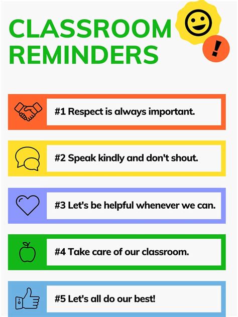 Classroom Reminders Classroom Manners Classroom Rules Sticker For