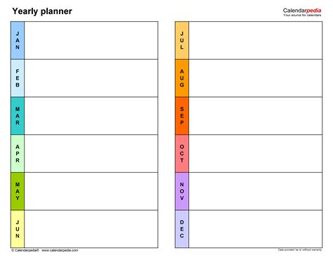 Yearly Planners In Microsoft Excel Format 36 Templates