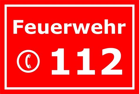 Schild Feuerwehr 112 Notruf Telefon 15x20cm 30x20cm Und 45x30cm