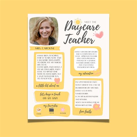 Meet The Daycare Teacher Template Editable Back To School Etsy
