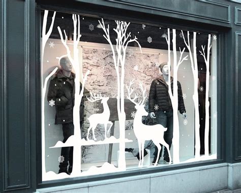 Super Large Winter Wonderland Scene White Static Cling Window Etsy