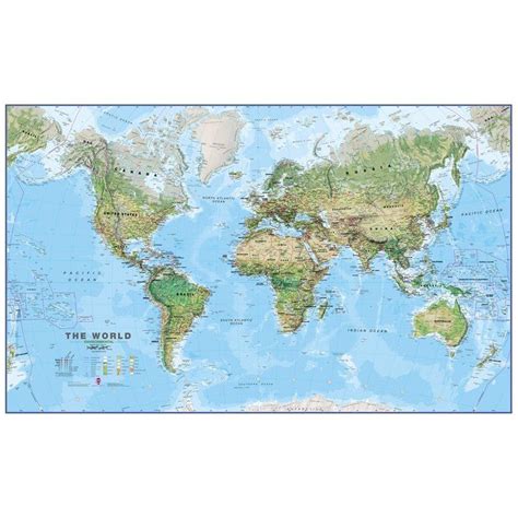 World Physical Environment 120 Laminated Map Wall Mural World Map