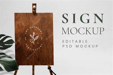 Premium Psd Wooden Board Easel Sign Mockup With Stand