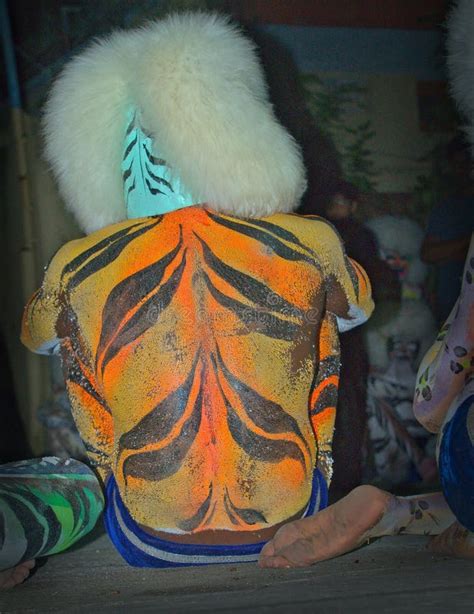 Tiger Body Painting During Dasara 2019 In Mangalore Karnataka India