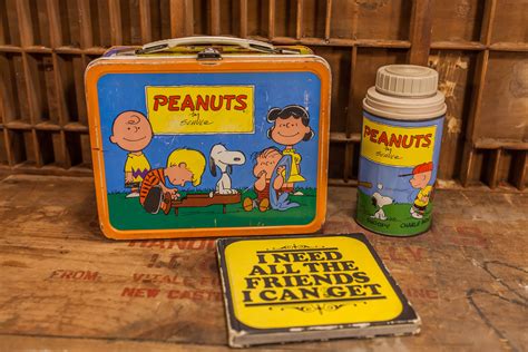 Vintage Peanuts Metal Lunchbox Charlie Brown Snoopy Charles Shultz