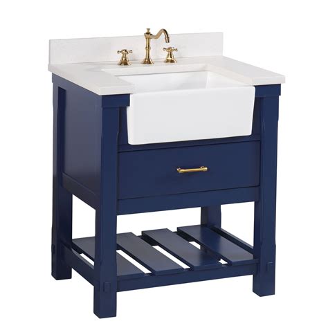 Charlotte 30 Royal Blue Farmhouse Bathroom Vanity With Quartz Top