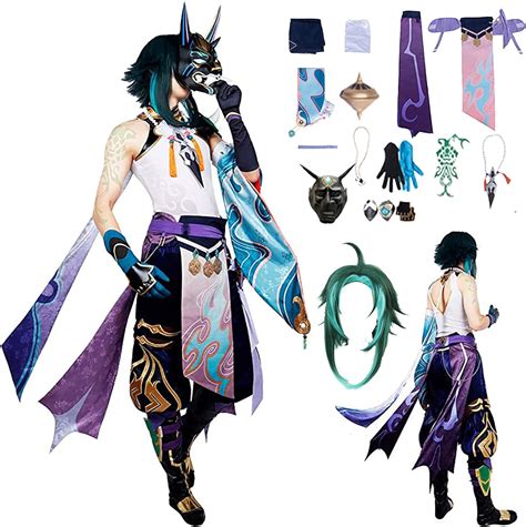 Genshin Impact Xiao Cosplay Costume Anime Xiao Cosplay Costume Complet Pour Homme Bleu Large