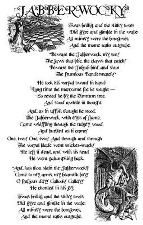 Jabberwocky Lewis Carroll Poem Alice In Wonderland Offset Poster