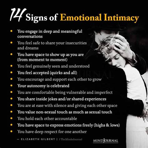 14 Signs Of Emotional Intimacy Elizabeth Gilbert