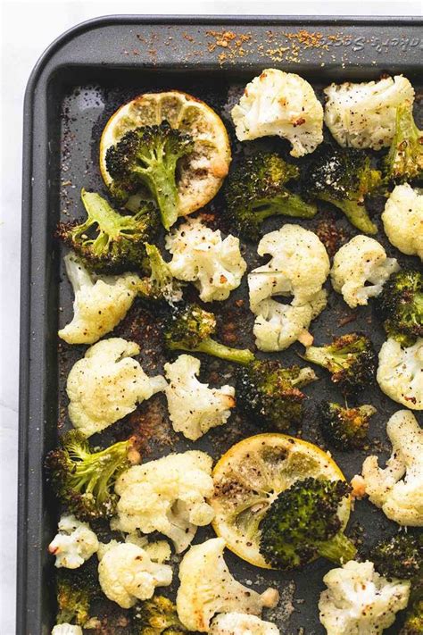 Roasted Lemon Garlic Broccoli And Cauliflower Recipe