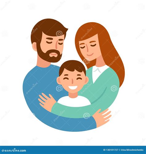 Parents Hugging Child Stock Vector Illustration Of Care 130101727