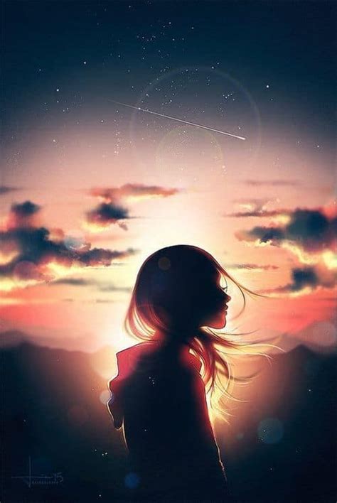 Beautiful Scenery Anime Girl At Sunset Wallpapers Cool