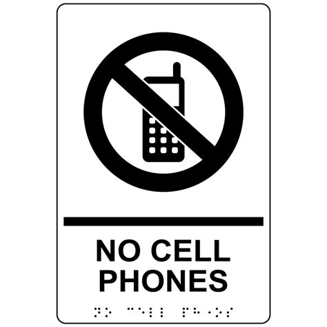 Ada No Cell Phones With Symbol Braille Sign Rre 14810 Blkonwht