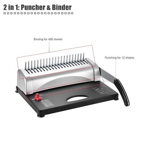 A4 Paper Puncher Binder 21 Holes Binding Machine 12 Sheets Punching 450