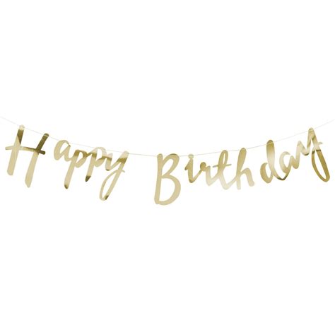 Gold Script Font Happy Birthday Banner Bunting