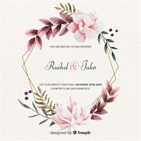 Free Vector Elegant Floral Frame Wedding Invitation