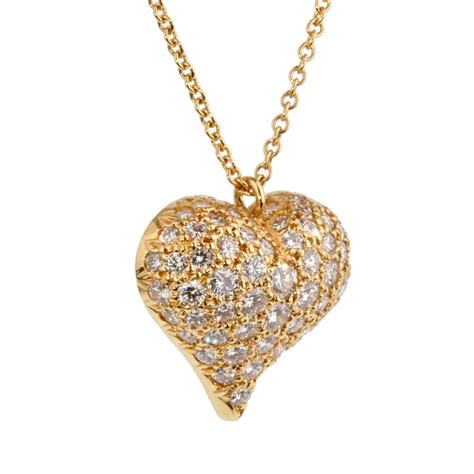 Tiffany Co Diamond Heart Gold Necklace Opulent Jewelers