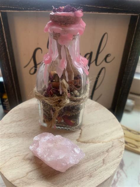 Love Spell Jar With Rose Quartz Custom Available Etsy In 2021 Honey
