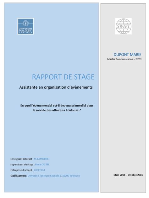Page De Garde De Rapport De Stage Exemple 3