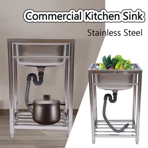 Free Standing Stainless Steel Single Bowl Commercial Restaurant Kitchen