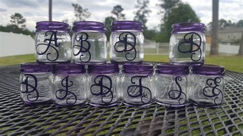Personalized Mini Mason Jar Shot Glasses Set Of Ten Monogramed Glass Custom Order Wedding