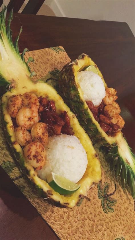 Don't be surprised when they assume you ordered in. diy pineapple bowl meal with shrimp & homemade teriyaki ...