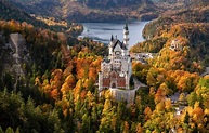 Обои осень, лес, озеро, замок, Германия, Бавария, Germany, Bavaria ...