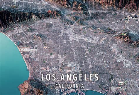 Los Angeles 3d Render Satellite View Topographic Map Horizontal Digital