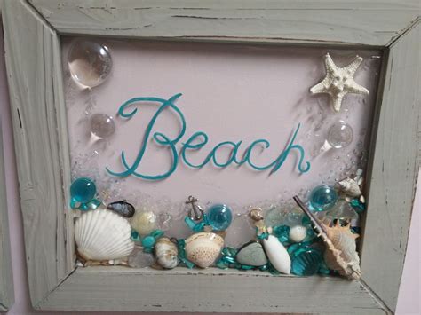 8x10 Beach In A Wave Sea Glass Art Frame Etsy Beach Glass Crafts