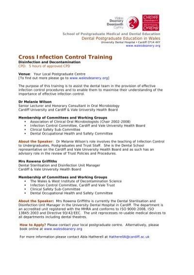 Cross Infection Control Information Pack Wales Deanery