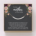 Mother of the Bride Gift Necklace •Pearl Bar Necklace • Wedding Gift ...