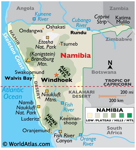 Namibia Latitude Longitude Absolute And Relative Locations World Atlas