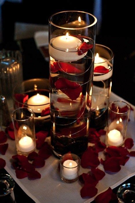 Rose Flower Petals Floating Candle Light Vase Wedding In
