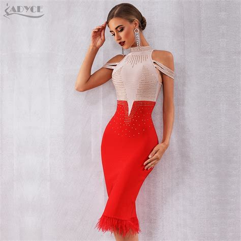 Adyce 2021 New Summer Bandage Dress Women Elegant Red Off Shoulder Sexy
