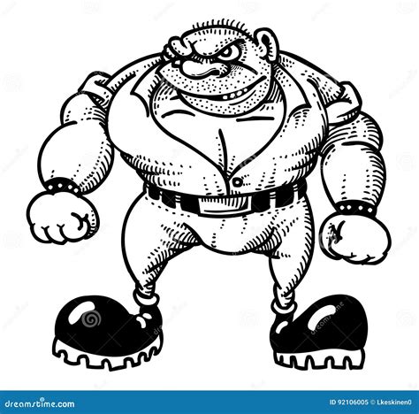 Cartoon Image Of Tough Man Stock Vector Illustration Of Freehand
