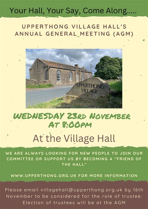 Agm Upperthong Village Hall