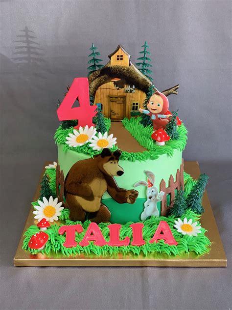 Masha And The Bear Birthday Theme Cake Elephant Cakes Decoration Ideas Rosaiskara